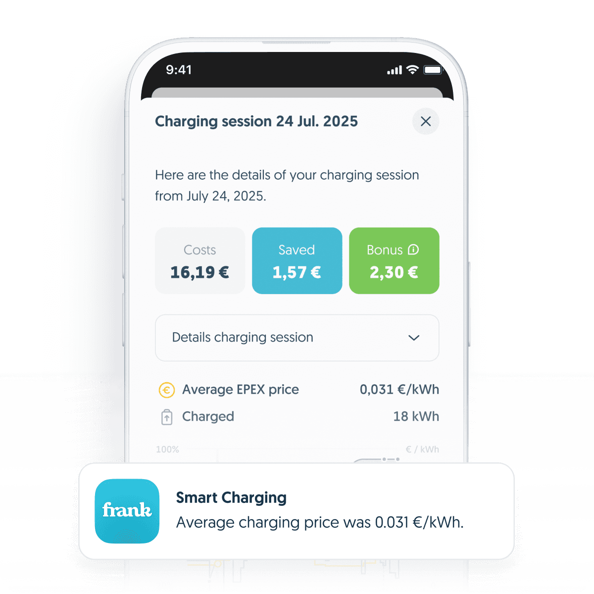 Smart charging session in the app