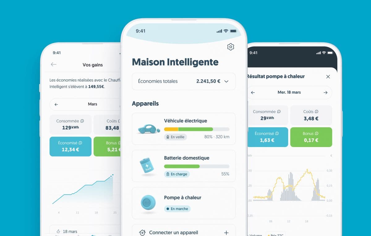 Smart home app savings screens