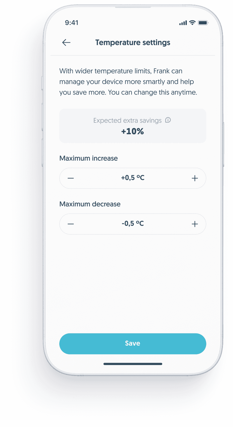 After a short learning period of 2 to 4 weeks, Frank starts the automatic control and the savings begin.